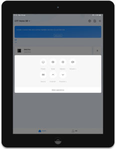 Disabili DOC – App “BroadLink”, la schermata è quella che propone i bottoni di più largo utilizzo e richiamabili dalla home tramite l'icona “regolazioni” accanto a quella “on/off”
