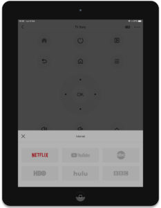 Disabili DOC – App “BroadLink”, la schermata è quella che propone i pulsanti che portano direttamente a determinati canali o servizi come Netflix