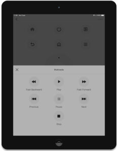 Disabili DOC – App “BroadLink”, la schermata è quella che propone l'area “Multimedia”, in questo caso i bottoni sono già stati programmati