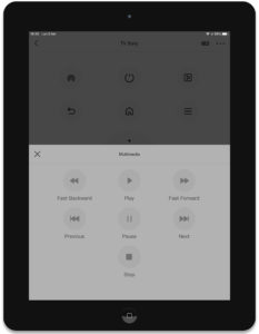 Disabili DOC – App “BroadLink”, la schermata è quella che propone l'area “Multimedia”, in questo caso i bottoni non sono ancora stati programmati