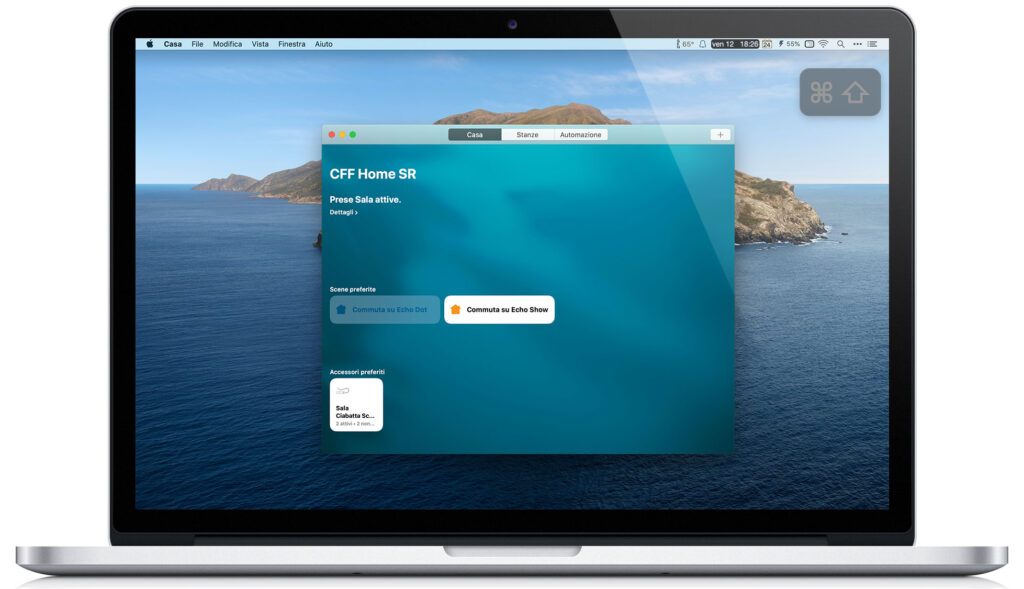 Disabili DOC – VOCOlinc VP2, l'immagine mostra la App “Casa” aperta in un MacBook Pro 15"