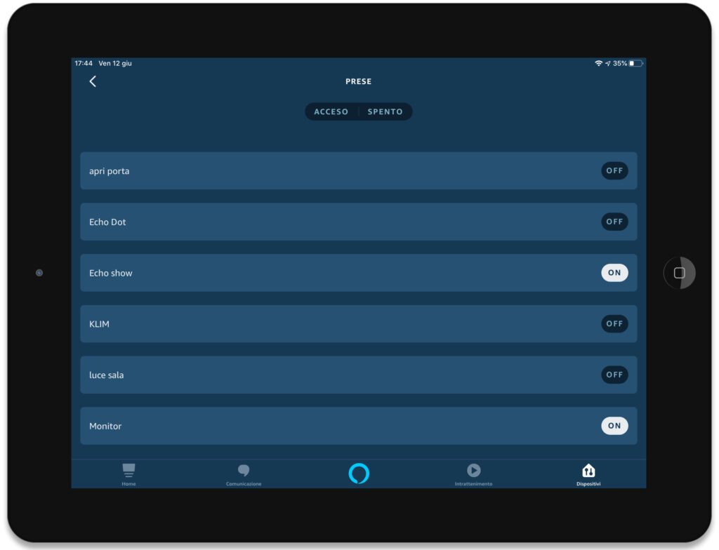 Disabili DOC – VOCOlinc VP2, l'immagine mostra la App “Alexa” su iPad