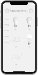Disabili DOC – “Speciale VOCOlinc” luci smart – L'immagine mostra la schermata dell'App VOCOlinc in cui si sceglie il dispositivo da aggiungere
