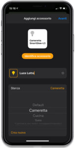 Disabili DOC – “Speciale VOCOlinc” luci smart – L'immagine mostra la schermata dell'App VOCOlinc in cui si sceglie la stanza per definire l'ubicazione nella casa di ogni prodotto VOCOlinc