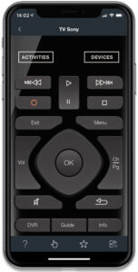 Disabili DOC – “Speciale Logitech Harmony Elite” – Su iPhone la App Harmony, simulazione di come potrebbe essere dimensionata un'area di controllo con le fattezze del Telecomando dell'Harmony Elite