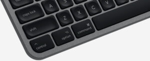 Disabili DOC – “Speciale Logitech MX Keys” – L'immagine mostra la tastiera “per Mac” e mette in evidenza i tasti Control, Option e Command che appartengono alla “stile” Apple Mac