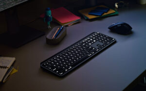 Disabili DOC – “Speciale Logitech MX Keys” – L'immagine mostra un setup in “notturna”