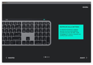 Disabili DOC – “Speciale Logitech MX Keys” – App Logi Options – 2ª schermata del tour: notifiche sulla batteria