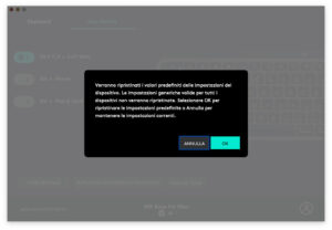 Disabili DOC – “Speciale Logitech MX Keys” – App Logi Options – L'immagine mostra la schermata di Logi Options dedicata al ripristino delle impostazioni