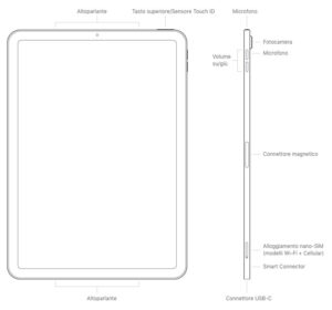 Disabili DOC – L'immagine mostra lo schema di iPad Air