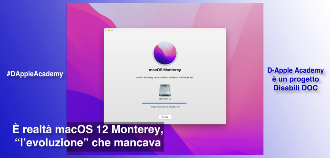 Disabili DOC – Immagine di copertina di “#DAppleAcademy / Parte 12ª / VIDEO / Apple macOS 12 Monterey, l'evoluzione che mancava”