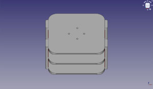 “U-Mac mini Tower”, vista da sopra, si notino i quattro fori per le viti di fissaggio