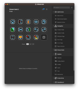Disabili DOC – App Stream Deck, schermata del Profilo “Finder”. Il profilo contiene le principali azioni di macOS gestite tramite la funzione “Hotkey”