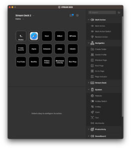 Disabili DOC – App Stream Deck, schermata della Cartella “Safari” con 14 tasti “multi azione” e il 15º programmato per ritornare alla pagina “Home”
