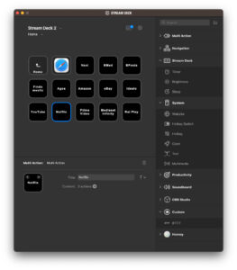 Disabili DOC – App Stream Deck, schermata della Cartella “Safari”. Come gli altri, il pulsante “Netflix”, è un “multi azione”