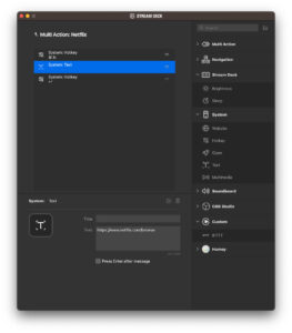 Disabili DOC – App Stream Deck, schermata “Multi Action: Netflix”. 2ª Azione