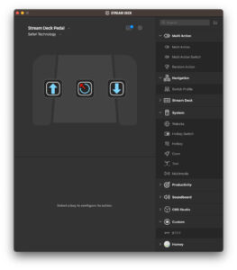 Disabili DOC – App Stream Deck, schermata del Profilo di “Safari Technology”. La funzione del pedale centrale è cambiata, da “Nascondi” è diventate “Esci”
